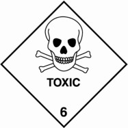 100 x 100mm UN 6 Hazard Labels "TOXIC"